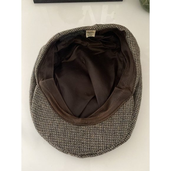 Vintage‎ Men’s Wool Brown Gray Tweed Driver Cap Union Made Marked M Fits S Lined - Picture 13 of 16